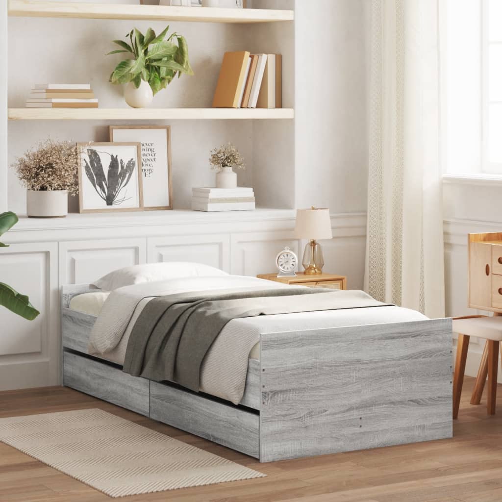 foto del prodotto giroletto con cassetti grigio sonoma 75x190 cm small singlecod mxl 109360