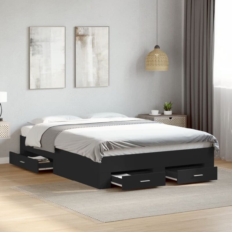 foto del prodotto giroletto con cassetti nero 120x200 cm in legno multistrato vidaxl