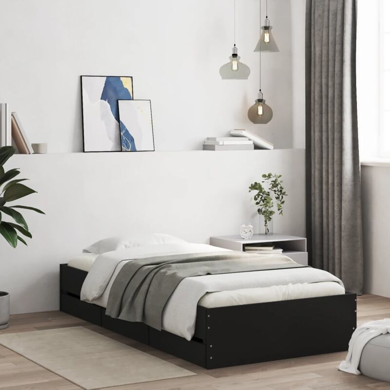 foto del prodotto giroletto con cassetti nero 75x190 cm in legno multistrato vidaxl