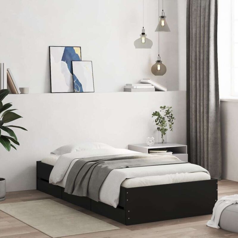 foto del prodotto giroletto con cassetti nero 90x190 cm in legno multistrato vidaxl