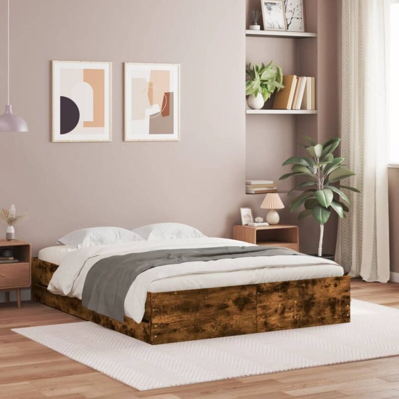 foto del prodotto giroletto con cassetti rovere fumo 140x200 cm legno multistrato vidaxl
