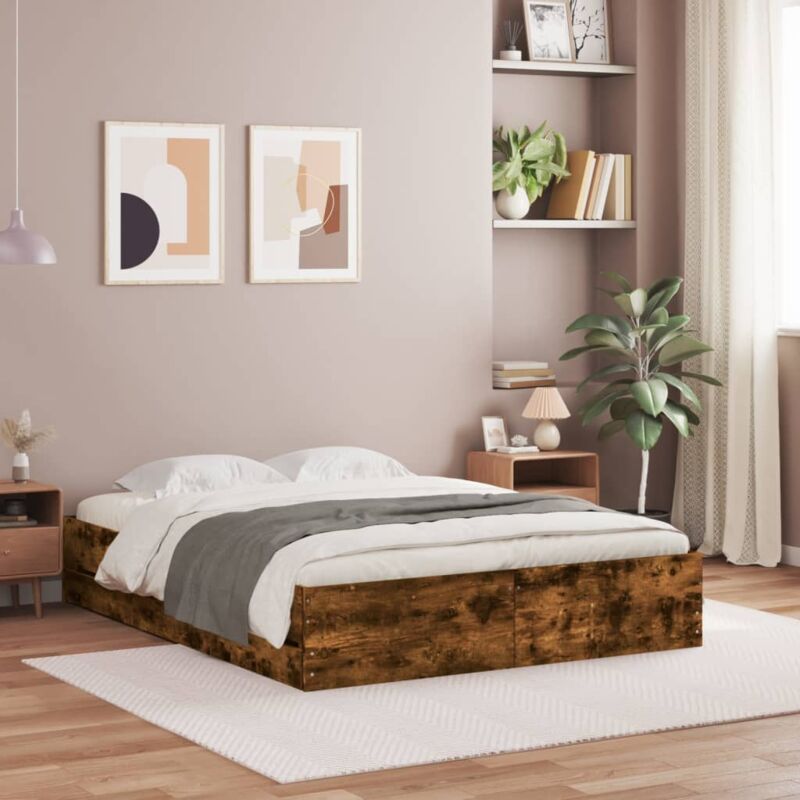 foto del prodotto giroletto con cassetti rovere fumo 150x200 cm legno multistrato vidaxl