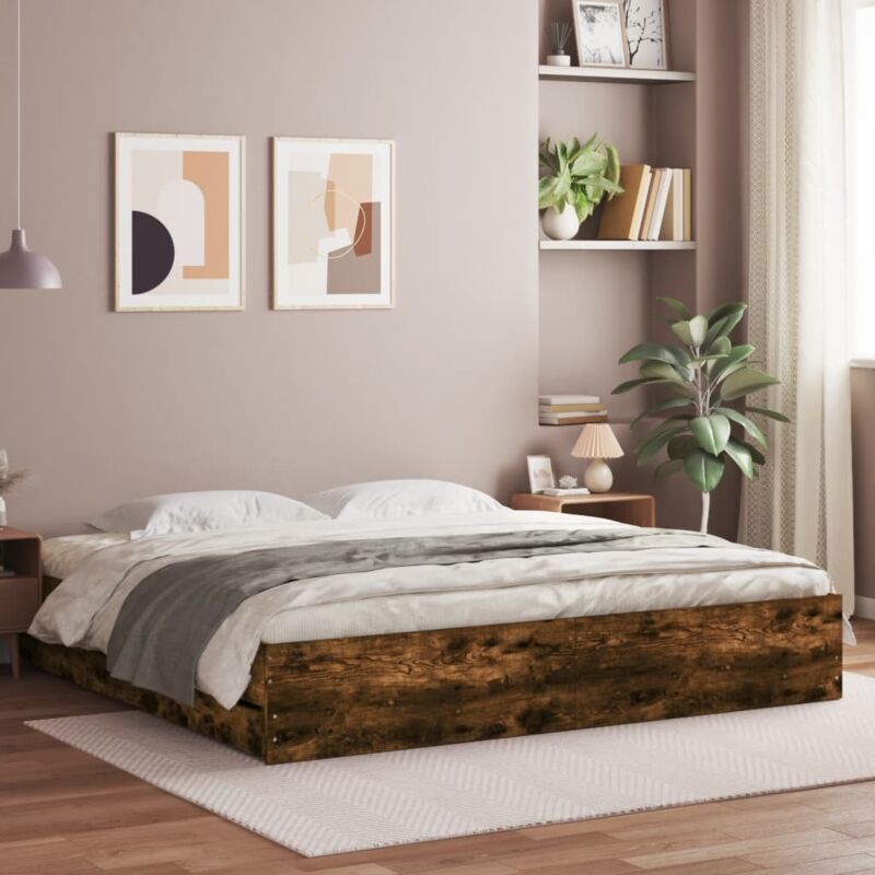 foto del prodotto giroletto con cassetti rovere fumo 180x200 cm legno multistrato vidaxl
