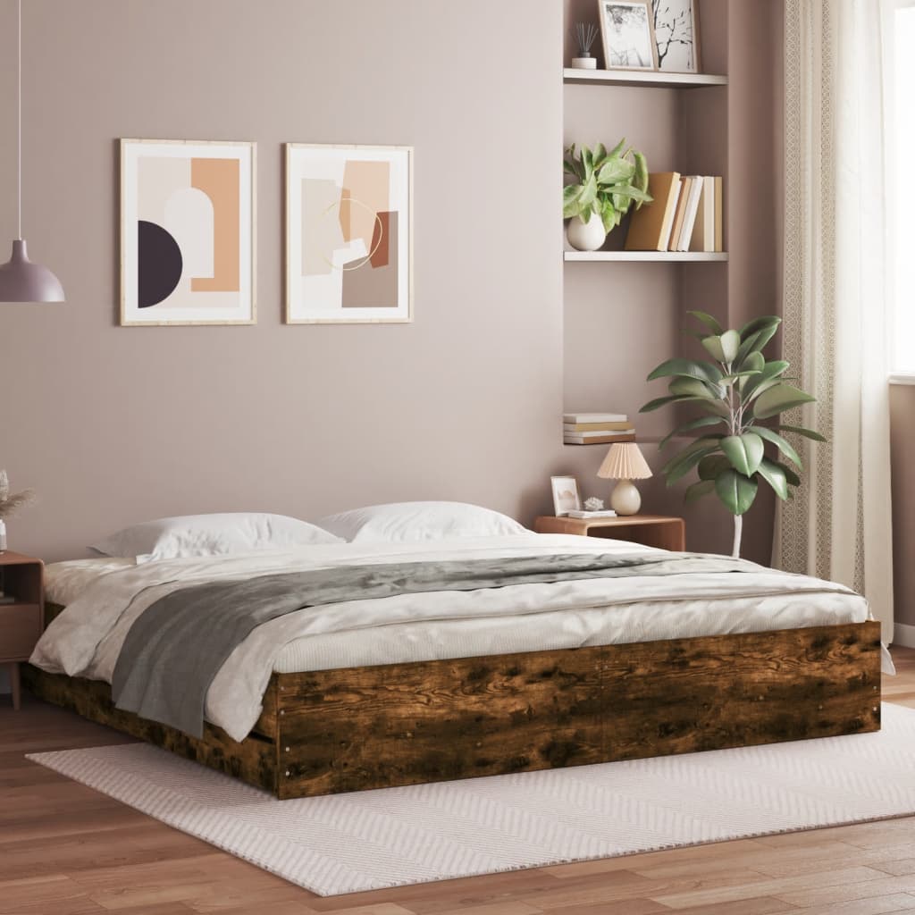 foto del prodotto giroletto con cassetti rovere fumo 180x200 cm legno multistratocod mxl 85493
