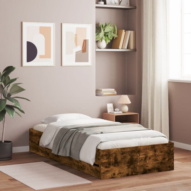 foto del prodotto giroletto con cassetti rovere fumo 75x190 cm legno multistrato vidaxl