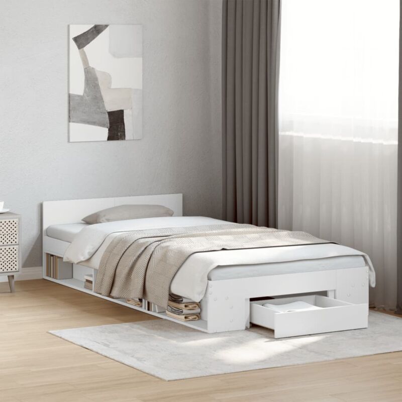 foto del prodotto giroletto con cassetto bianco 100x200 cm in legno multistrato