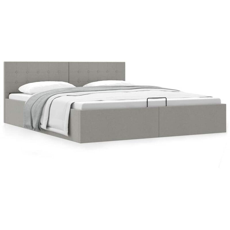 foto del prodotto giroletto con contenitore grigio chiaro in tessuto 160x200 cm vidaxl
