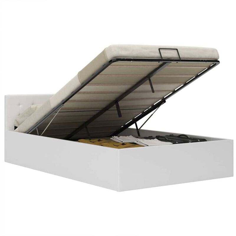 foto del prodotto giroletto con contenitore idraulico in ecopelle elegante bianco vari dimensioni dimensioni 120x200 cm
