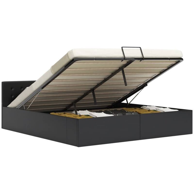 foto del prodotto giroletto con contenitore idraulico nero similpelle 160x200 cm vidaxl