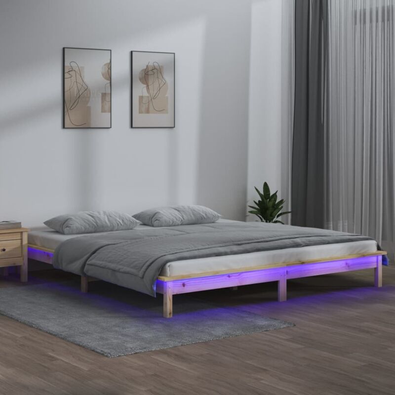foto del prodotto giroletto con led 120x190 cm small double in legno massello - vidaxl