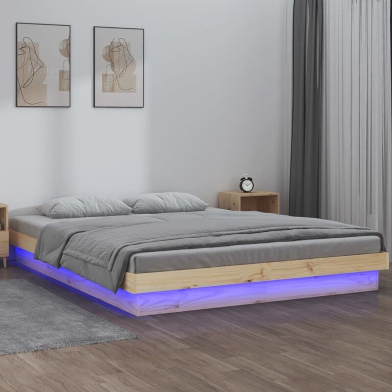 foto del prodotto giroletto con led 160x200 cm in legno massello vidaxl