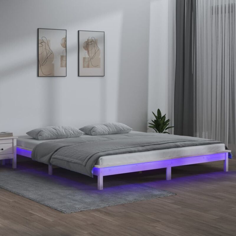 foto del prodotto giroletto con led bianco 120x200 cm in legno massello vidaxl