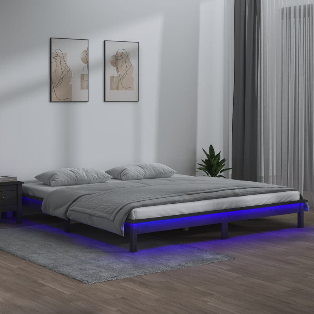 foto del prodotto giroletto con led grigio 200x200 cm in legno massello