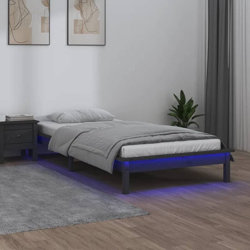 foto del prodotto giroletto con led grigio 90x200 cm in legno massello vidaxl