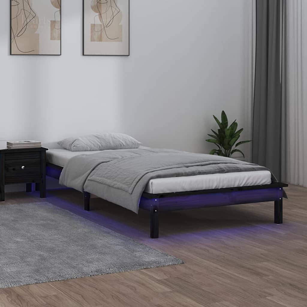 foto del prodotto giroletto con led nero 100x200 cm in legno massello vidaxl