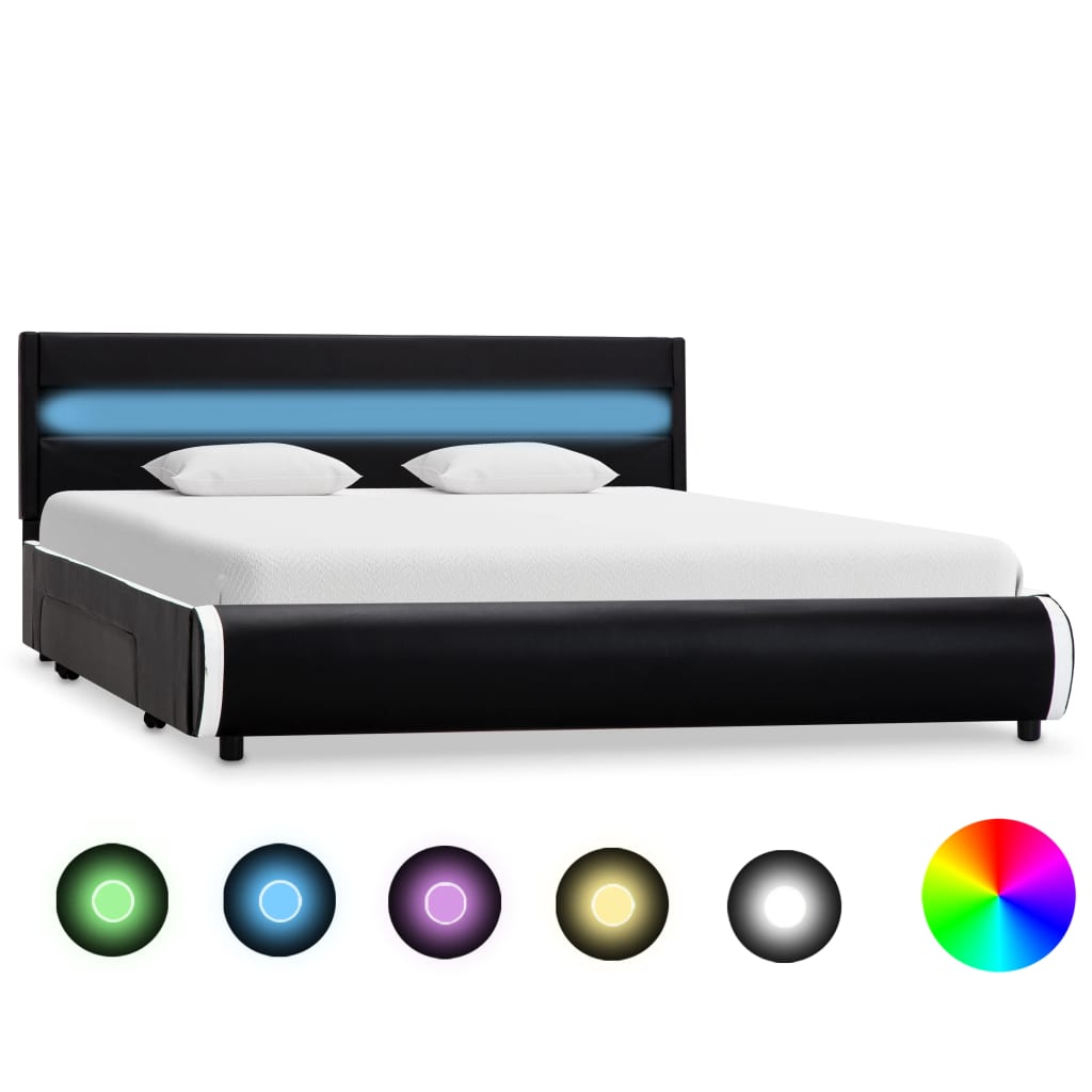 foto del prodotto giroletto con led nero in similpelle 140x200 cm cod mxl 60899