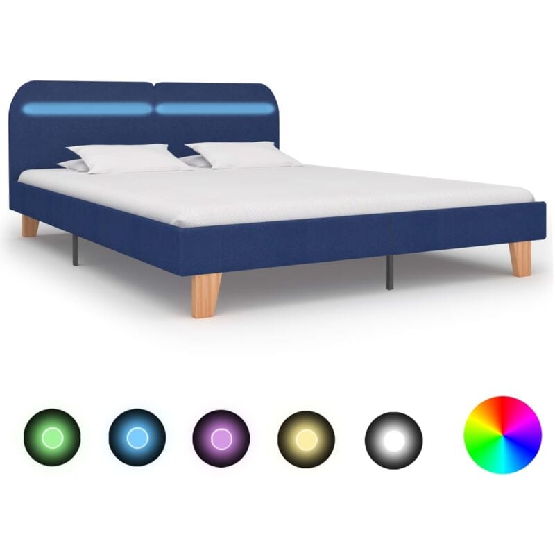 foto del prodotto giroletto con led senza materasso blu 160x200 cm in tessuto vidaxl