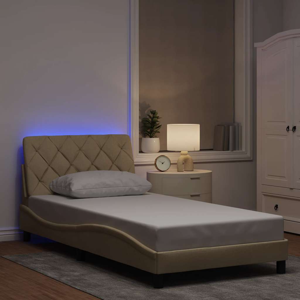 foto del prodotto giroletto con led senza materasso crema 100x200 cm in tessuto