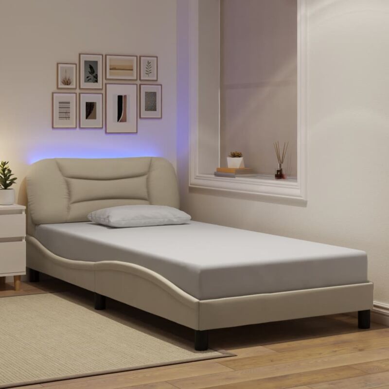 foto del prodotto giroletto con led senza materasso crema 100x200 cm in tessuto vidaxl