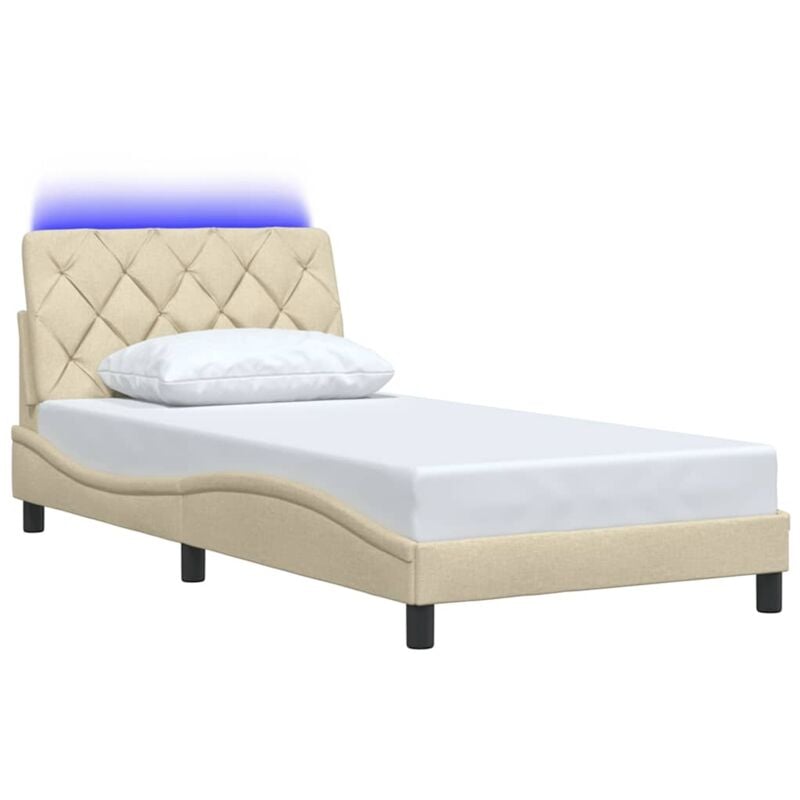 foto del prodotto giroletto con led senza materasso crema 100x200 cm in tessuto vidaxl