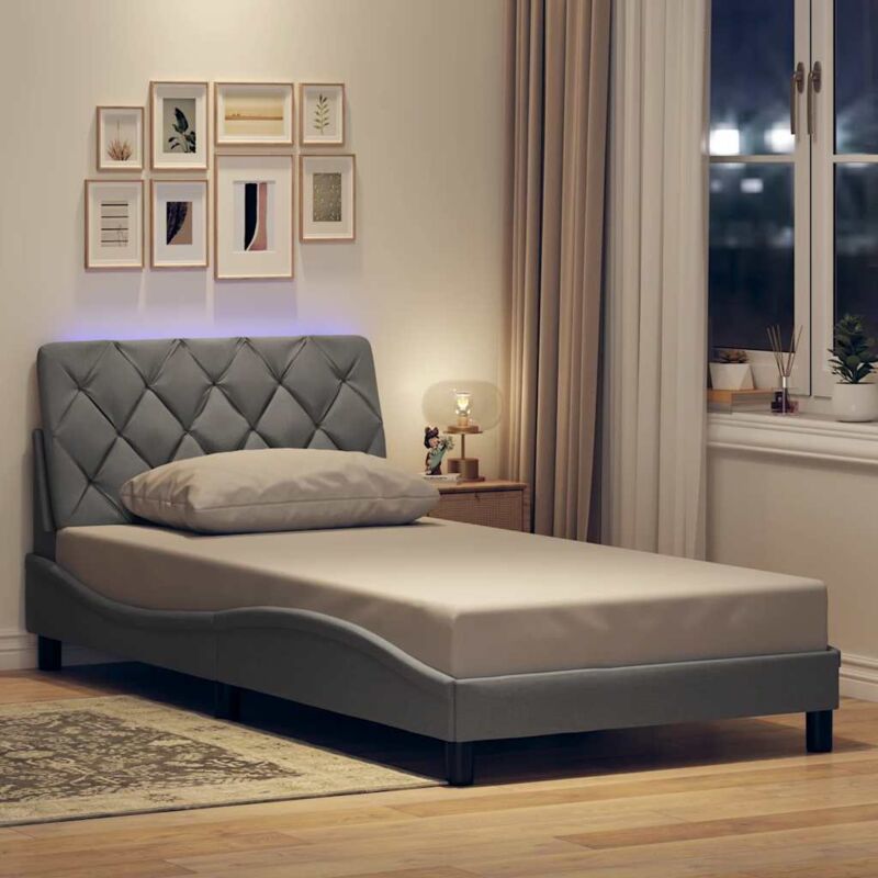 foto del prodotto giroletto con led senza materasso grigio chiaro 100x200 cm vidaxl