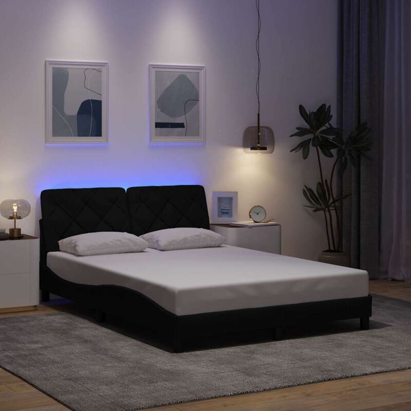 foto del prodotto giroletto con led senza materasso nero 120x200 cm tessuto vidaxl