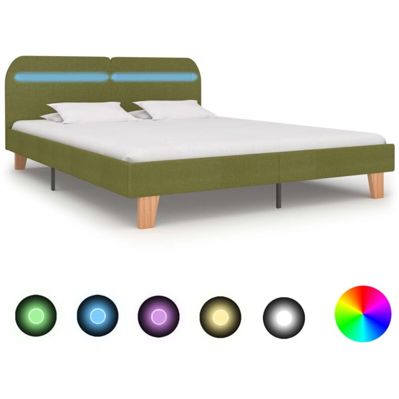 foto del prodotto giroletto con led senza materasso verde 180x200 cm in tessuto vidaxl