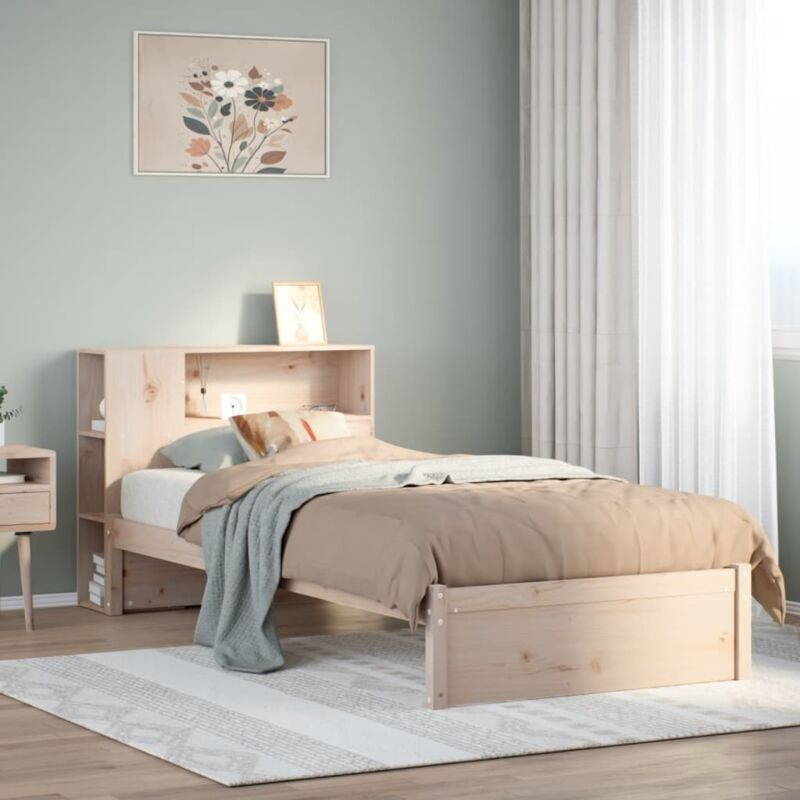 foto del prodotto giroletto con libreria senza materasso 75x190 cm in legno pino - vidaxl