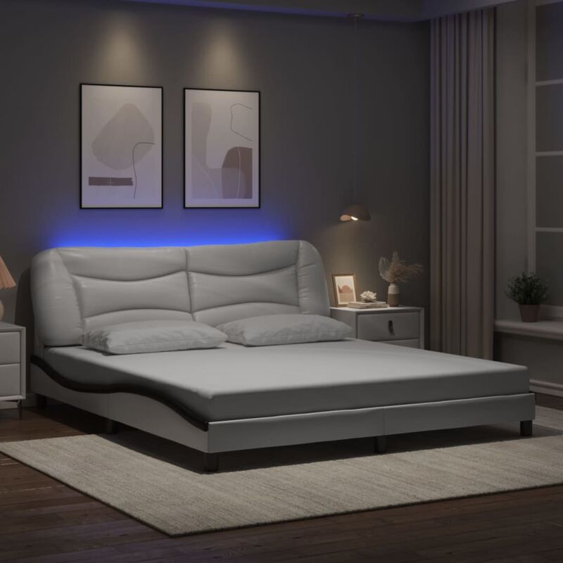 foto del prodotto giroletto con luce led bianco e nero 180x200 cm in similpelle vidaxl