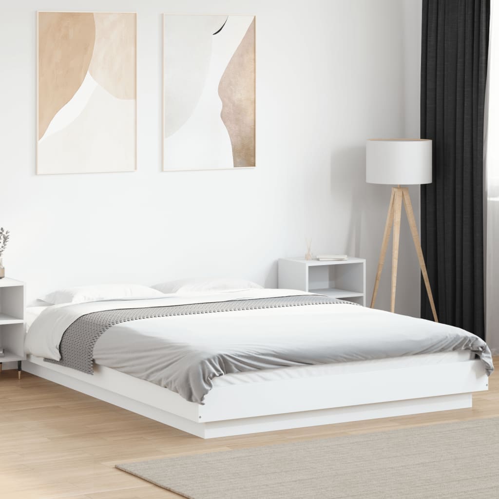 foto del prodotto giroletto con luci led bianco 120x190 cm in legno multistrato