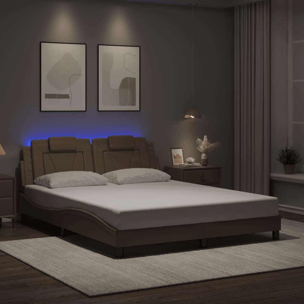 foto del prodotto giroletto con luci led cappuccino 160x200 cm in similpelle