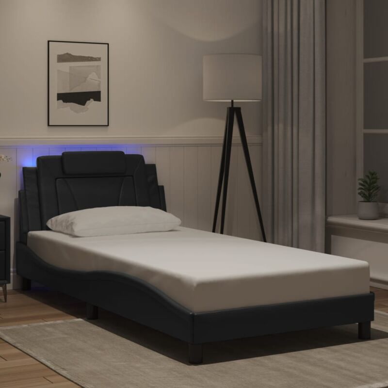 foto del prodotto giroletto con luci led nero 100x200 cm in similpelle