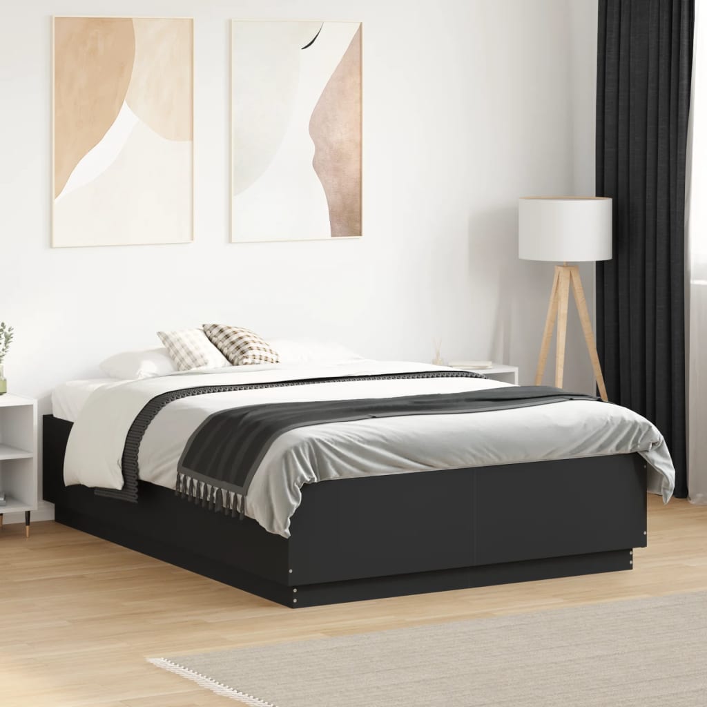 foto del prodotto giroletto con luci led nero 120x190 cm in legno multistrato