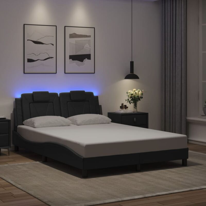 foto del prodotto giroletto con luci led nero 120x200 cm in similpelle