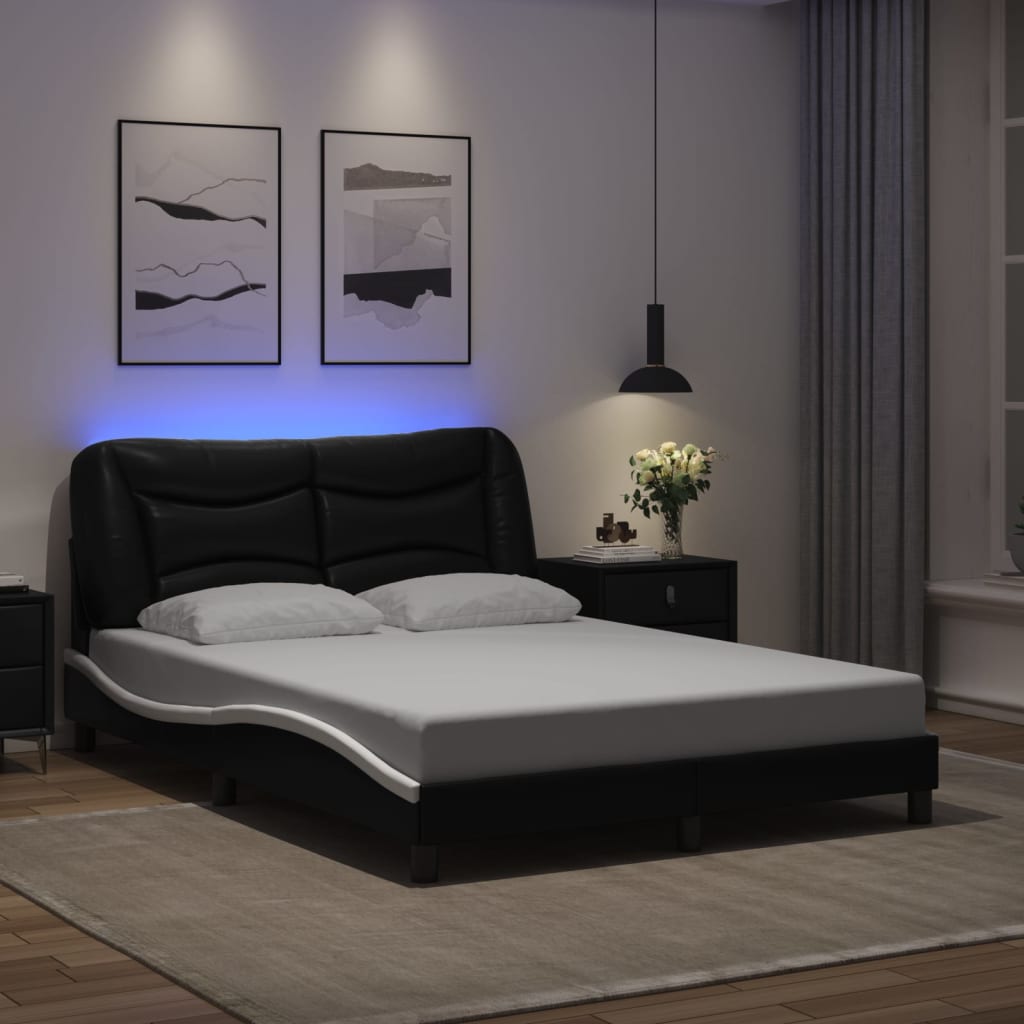 foto del prodotto giroletto con luci led nero e bianco 120x200 cm in similpelle