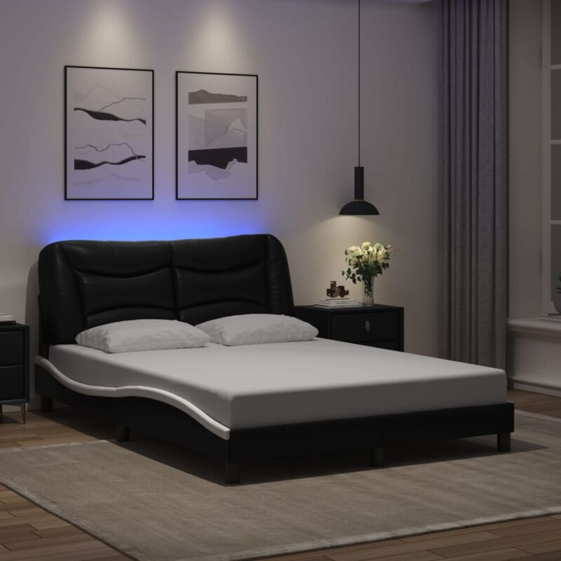 foto del prodotto giroletto con luci led nero e bianco 120x200 cm in similpelle vidaxl