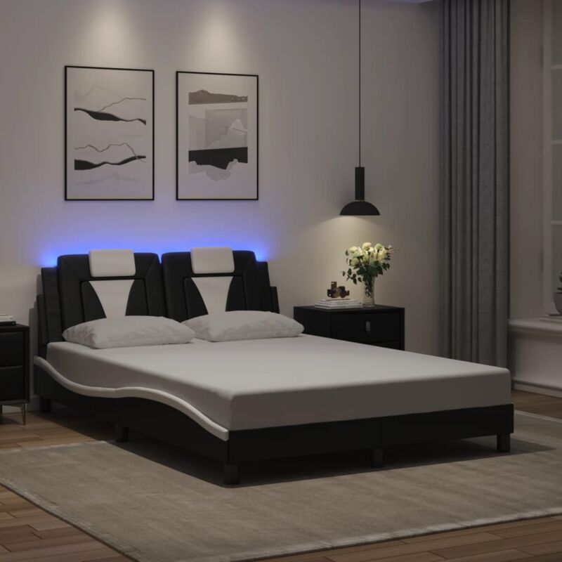 foto del prodotto giroletto con luci led nero e bianco 120x200 cm in similpelle vidaxl