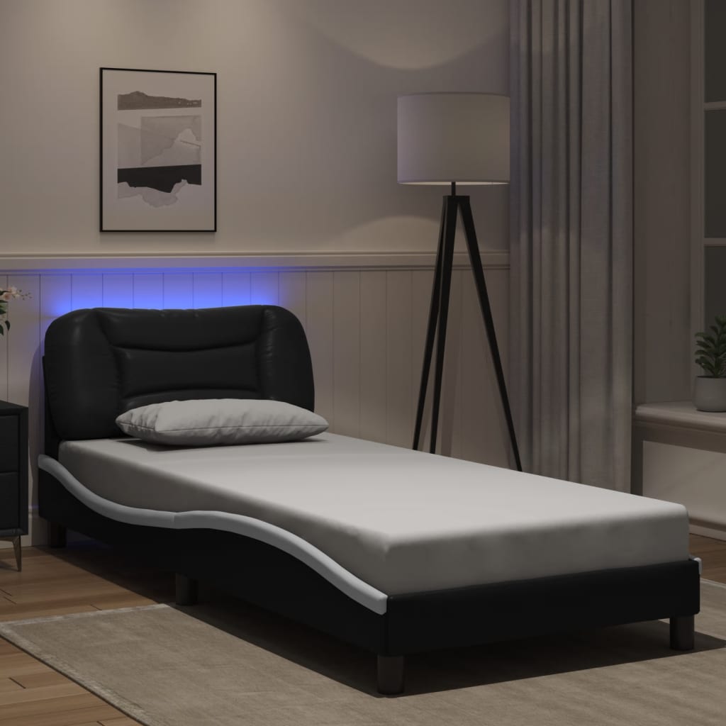 foto del prodotto giroletto con luci led nero e bianco 90x200 cm in similpelle