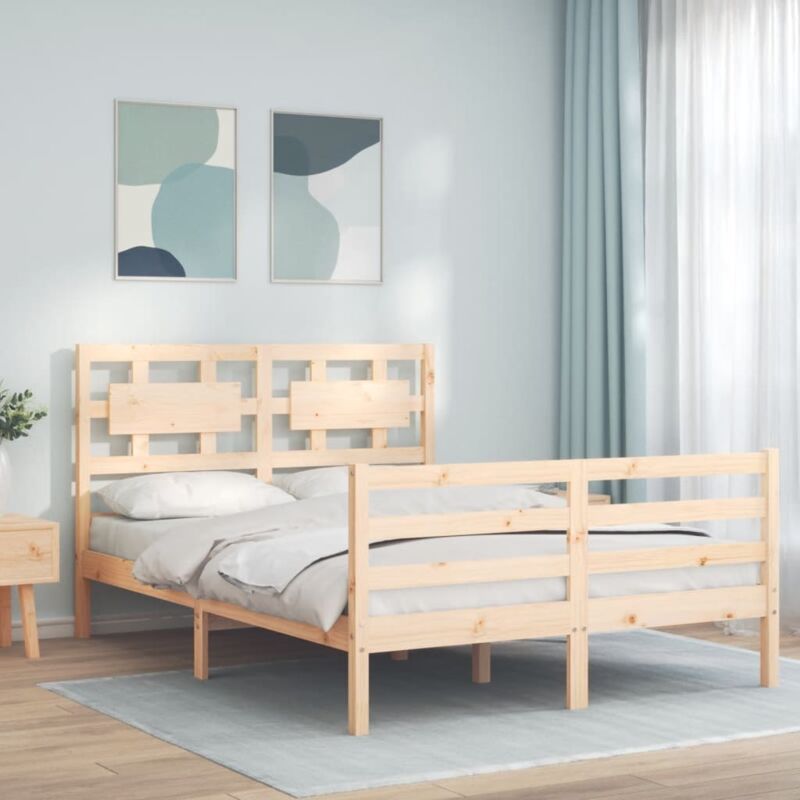 foto del prodotto giroletto con testiera 120x200 cm in legno massello vidaxl
