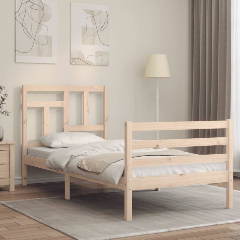 foto del prodotto giroletto con testiera 90x200 cm in legno massello vidaxl