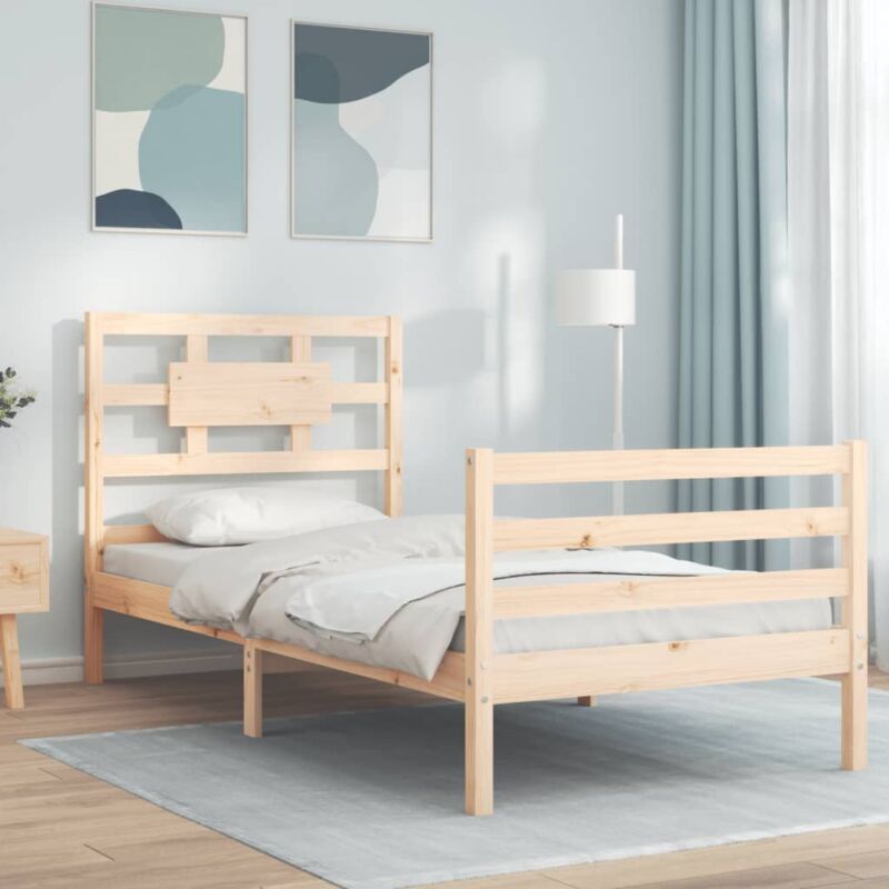 foto del prodotto giroletto con testiera 90x200 cm in legno massello vidaxl
