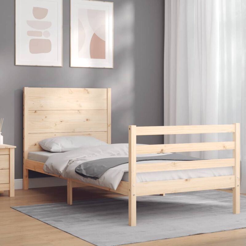 foto del prodotto giroletto con testiera 90x200 cm in legno massello vidaxl