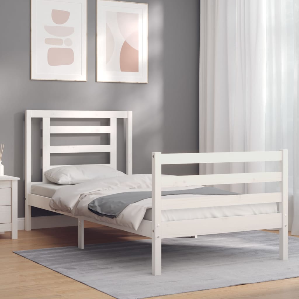 foto del prodotto giroletto con testiera bianco 100x200 cm in legno massellocod mxl 69900