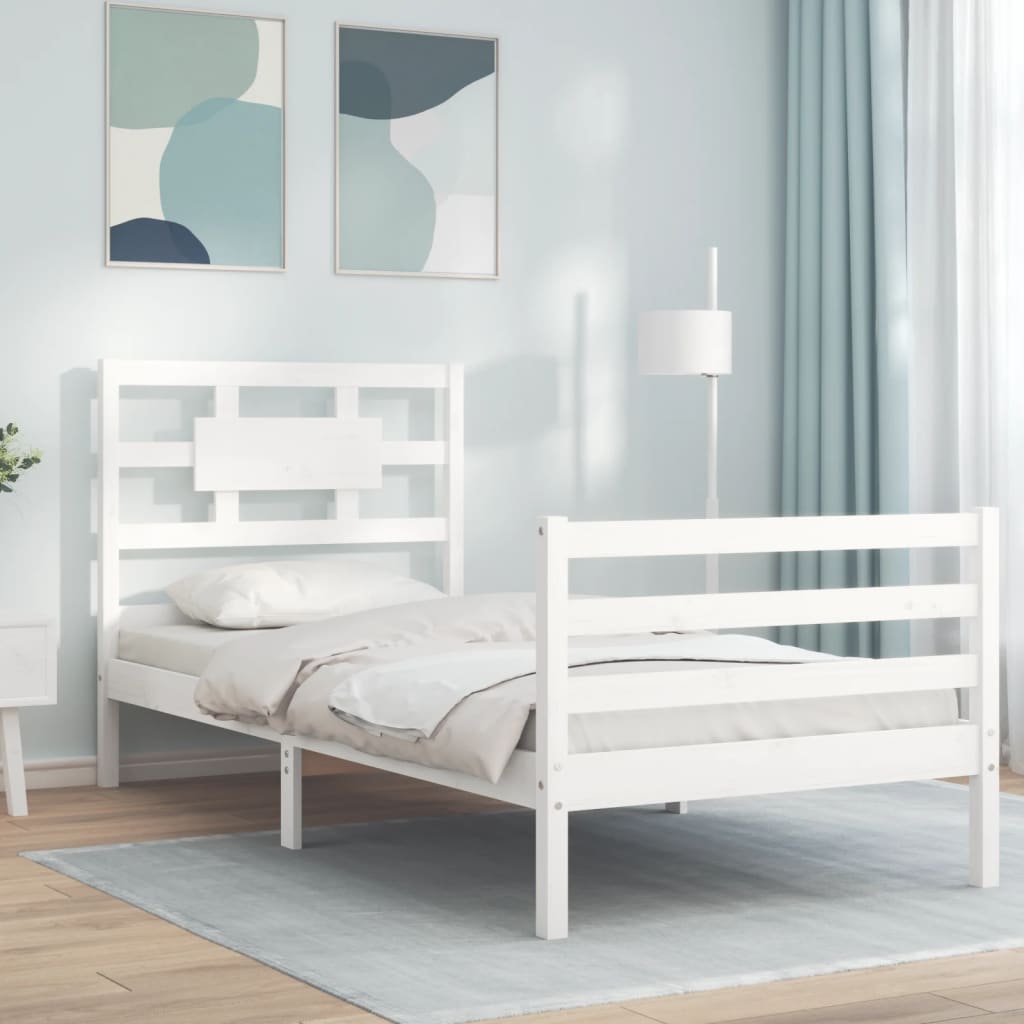 foto del prodotto giroletto con testiera bianco 100x200 cm in legno massellocod mxl 77014