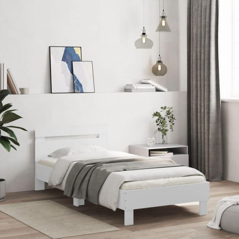 foto del prodotto giroletto con testiera bianco 100x200 cm in legno multistrato vidaxl