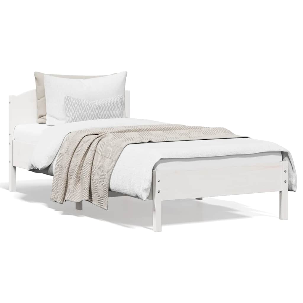foto del prodotto giroletto con testiera bianco 100x200 cm legno massello di pinocod mxl 89962