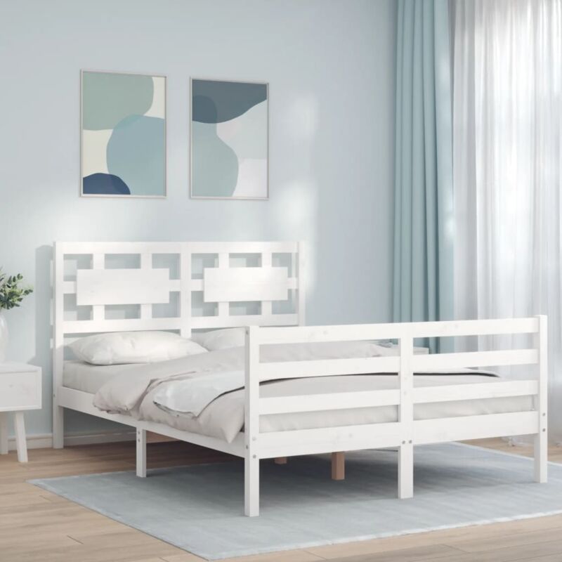 foto del prodotto giroletto con testiera bianco 120x200 cm in legno massello - vidaxl