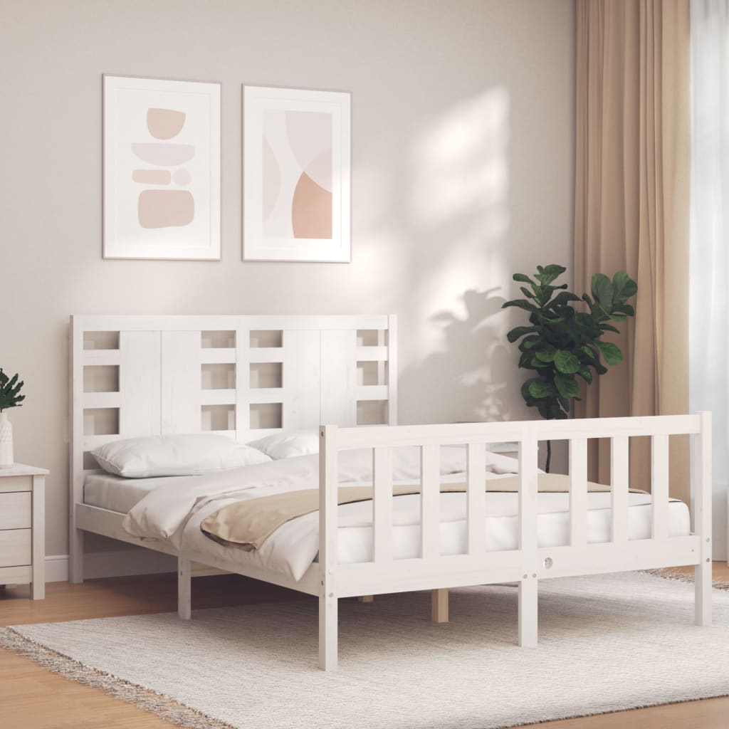 foto del prodotto giroletto con testiera bianco 120x200 cm in legno massellocod mxl 100911