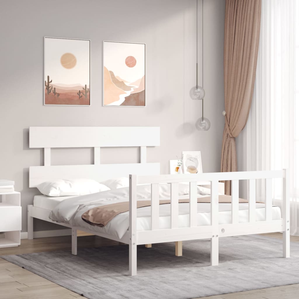 foto del prodotto giroletto con testiera bianco 120x200 cm in legno massellocod mxl 124883