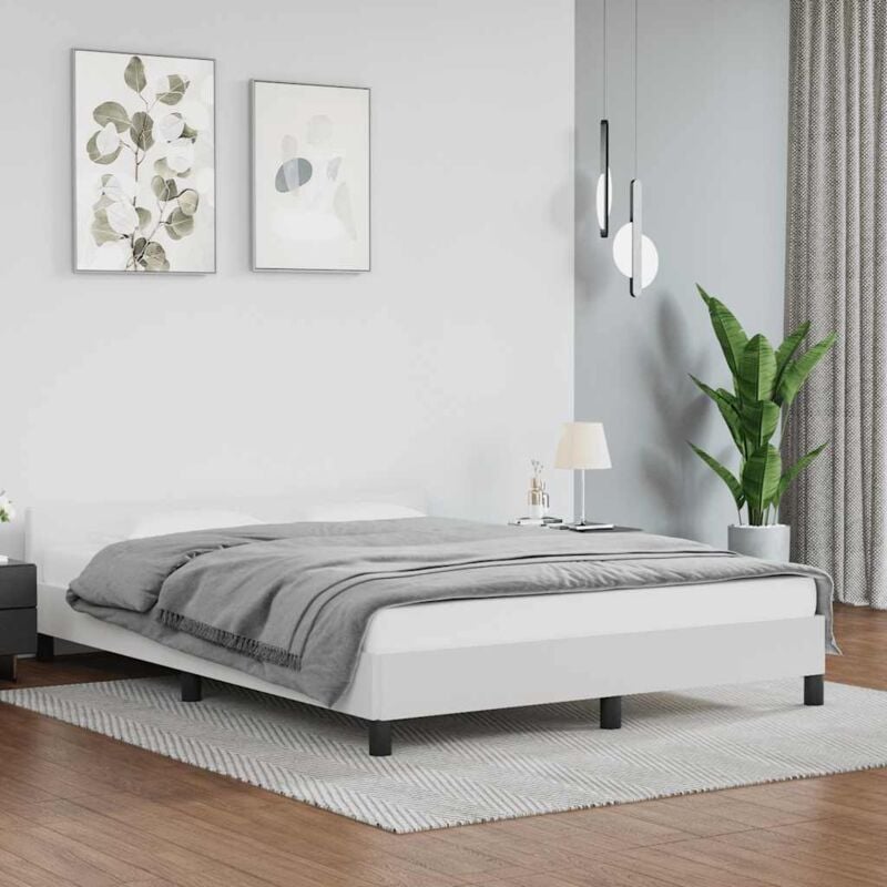 foto del prodotto giroletto con testiera bianco 140x200 cm in similpelle